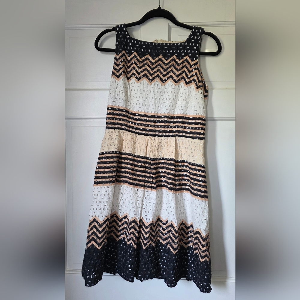 Black, White & Cream Eyelet Dress